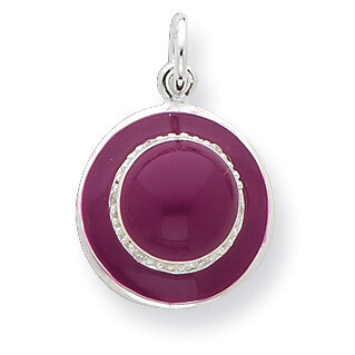 CZ Polished Enamel Hat Pendant Sterling Silver QC7068