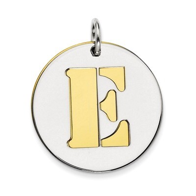 Initial E Double Plate Round Charm Sterling Silver QC7910E, MPN: QC7910E,