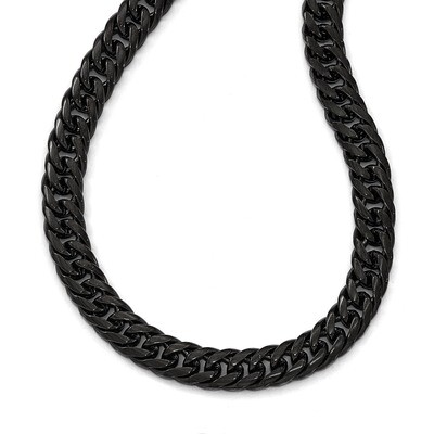 Polished Black IP-plated Double Curb Chain Necklace - Stainless Steel SRN1968-24 by Chisel, MPN: SR…