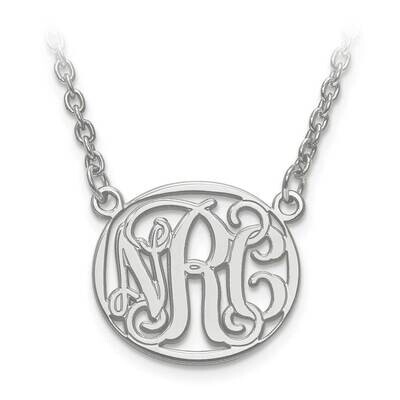 Laser Etched Outline Oval Monogram Plate with Chain 14k White Gold Small XNA579W, MPN: XNA579W, 886…