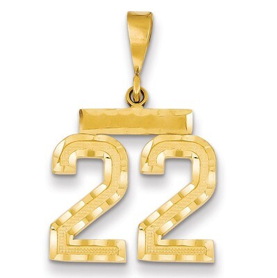 Number 22 Charm 14k Gold Medium Diamond-cut  MN22, MPN: MN22, 883957724966