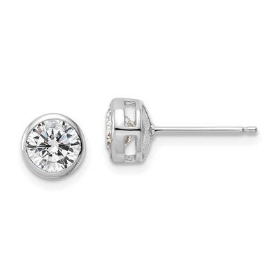 Rhodium-Plated 6mm CZ Diamond Bezel Post Earrings Sterling Silver Polished QE16144, MPN: QE16144, 1…