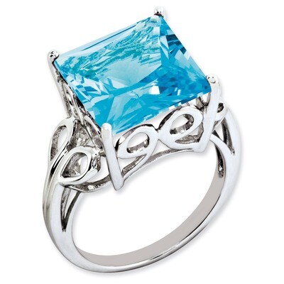 Blue Topaz Ring Sterling Silver QR3196BT, MPN: QR3196BT, 886774200231