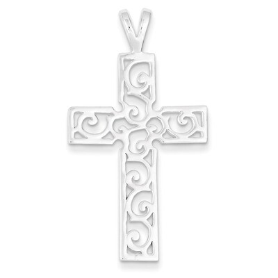 Swirl Cross Pendant Sterling Silver Polished QC7228, MPN: QC7228, 883957539713