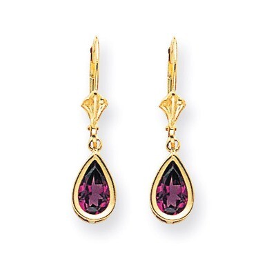 8x5mm Pear Rhodolite Garnet Leverback Earrings 14k Gold XLB103RG, MPN: XLB103RG, 883957224725
