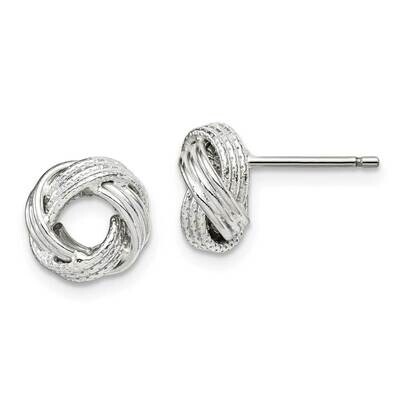 10mm Love Knot Post Earrings Sterling Silver Textured QE14919, MPN: QE14919, 886774070216