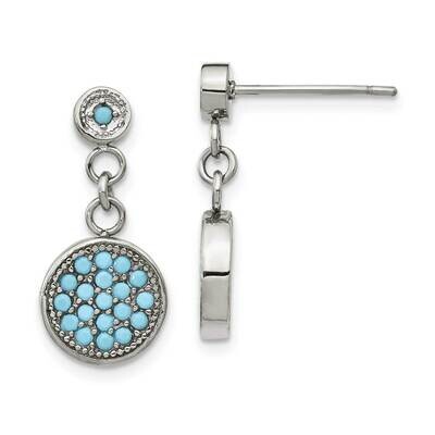 Reconstucted Turquoise Post Dangle Earrings Stainless Steel Polished SRE1329, MPN: SRE1329, 1911018…