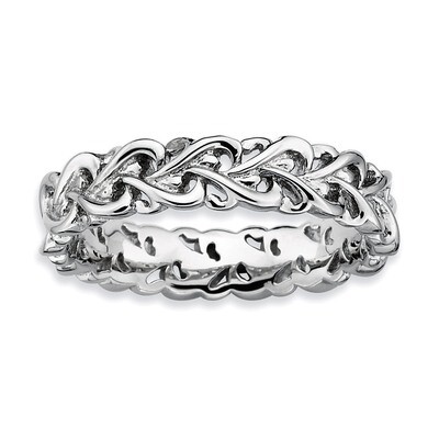Intertwined Heart Ring - Sterling Silver Polished QSK128, MPN: QSK128, 886774210568