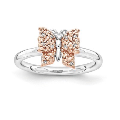 14k Rose Gold-plated Diamond Butterfly Rin - Sterling Silver QSK1663, MPN: QSK1663, 886774253657