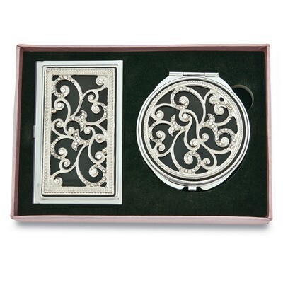 Swirl Crystal/Black Enamel Card Case and Mirror Gift Set GM16940, MPN: GM16940, 788089136383
