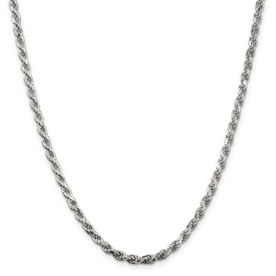 28 Inch Rhodium-plated 3.5mm Diamond-cut Rope Chain Sterling Silver QDC080R-28, MPN: QDC080R-28, 88…