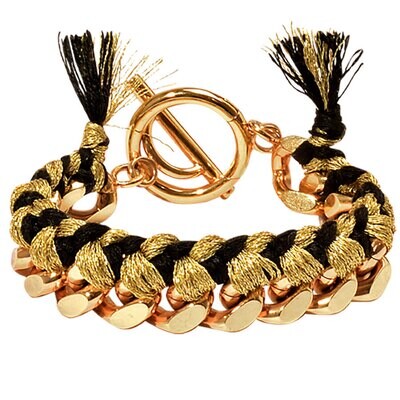 Nikki Lissoni Gold Black Woven Chain Bracelet Gold Plated 21cm BC02G21G, MPN: BC02G21G, 87186274689…