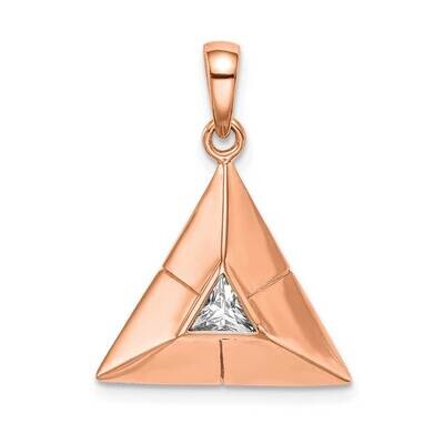 Rose Gold-plated Triangular Origami Pendant Sterling Silver CZ Diamond QP5071, MPN: QP5071, 8839578…