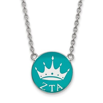 Zeta Tau Alpha Small Enameled Pendant with 18 Inch Chain Sterling Silver SS043ZTA-18, MPN: SS043ZTA…