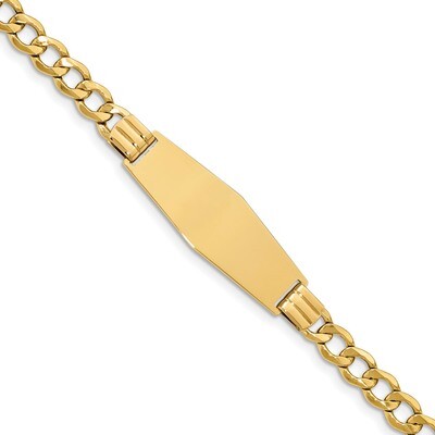 8 Inch Diamond Shape ID Curb Link Soft Diamond Shape ID Bracelet 14k Gold Semi-solid DCID142C-8, MP…
