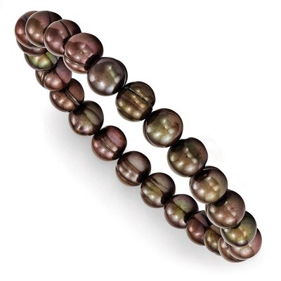 8-8.5mm Cultured Blue Black Pearl Stretch Bracelet Sterling Silver QH4651, MPN: QH4651, 815479017646