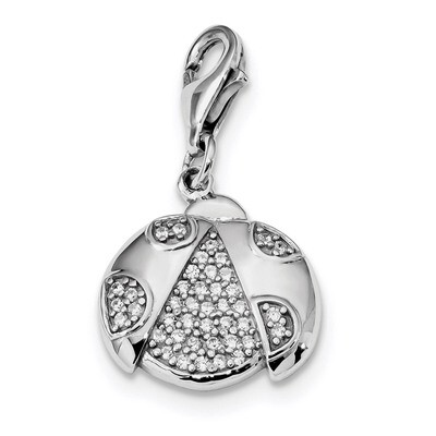CZ Diamond Ladybug with Lobster Clasp Charm Sterling Silver Rhodium-plated QC9227, MPN: QC9227, 883…