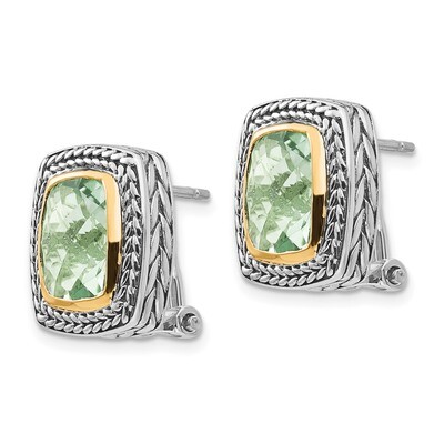 Green Quartz Earrings Sterling Silver &amp; 14k Gold QTC194, MPN: QTC194, 742323108970