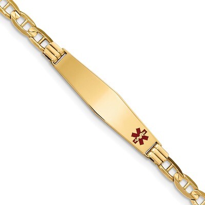 7 Inch Medical Soft Diamond Shape Red Enamel Anchor ID Bracelet 14k Gold XM570FC-7, MPN: XM570FC-7,…