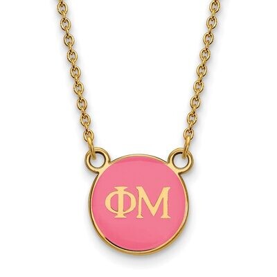 Phi Mu Extra Small Enameled Pendant with 18 Inch Chain Gold-plated Silver GP029PHM-18, MPN: GP029PH…