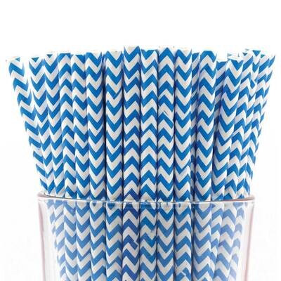 Pack of 150 Blue Chevron Bio-degradable Paper Straws GM22616, MPN: GM22616, 788089151072
