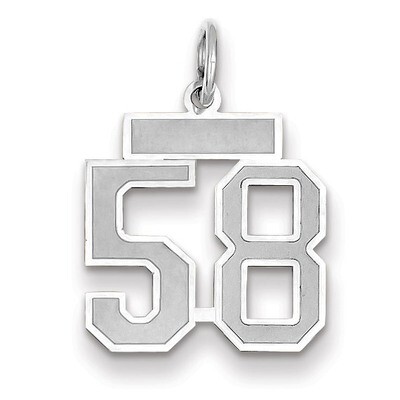 Number 58 Charm Small Satin 14k white Gold WSS58, MPN: WSS58, 883957071992