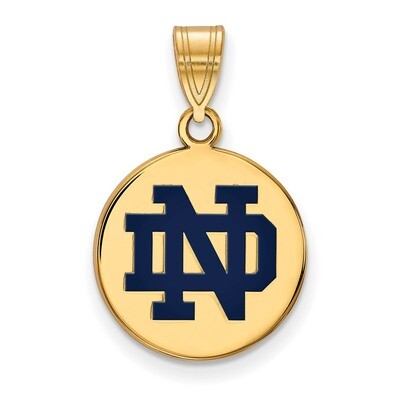 University of Notre Dame Medium Enamel Disc Pendant Gold-plated Sterling Silver GP038UND, MPN: GP03…