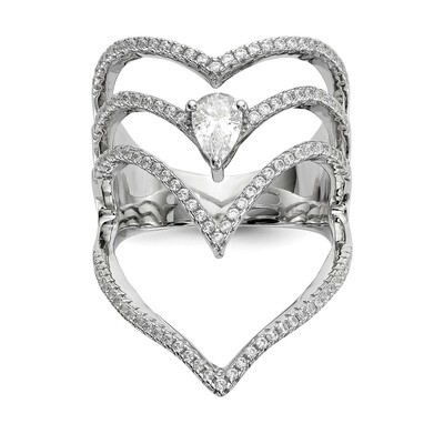 CZ Diamond Ring Sterling Silver Rhodium-plated QR6676, MPN: QR6676, 883957939056