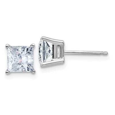 2.50ct. 6.0mm Princess D E F Pure Light Moissanite Earrings 14k White Gold WG364-12MP, MPN: WG364-1…