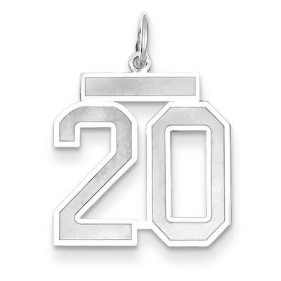 Number 20 Charm Medium Satin 14k white Gold WSM20, MPN: WSM20, 883957077260