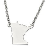 Minnesota State Pendant Necklace with Chain 14k White Gold Engravable XNA706W-MN, MPN: XNA706W-MN, …