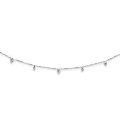 12.5in with 2 inch Extender Choker Necklace Sterling Silver Rhodium-plated CZ Diamond QG5342-12.5, …
