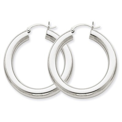 Polished 5mm Tube Hoop Earrings 14k White Gold T868, MPN: T868, 883957287188