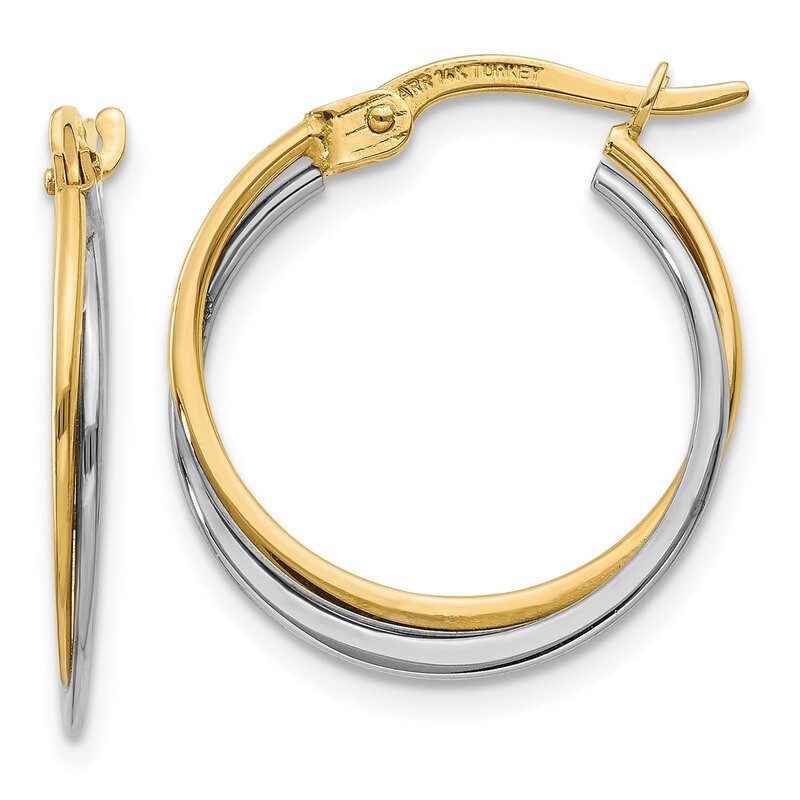 Polished Hoop Earrings 14k Two-Tone Gold TF607, MPN: TF607, 868044114943