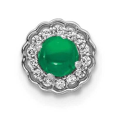 Halo Diamond &amp; Cabochon .38 Emerald Chain Slide 14k White Gold PM4032-EM-007-WA, MPN: PM4032-EM-007…