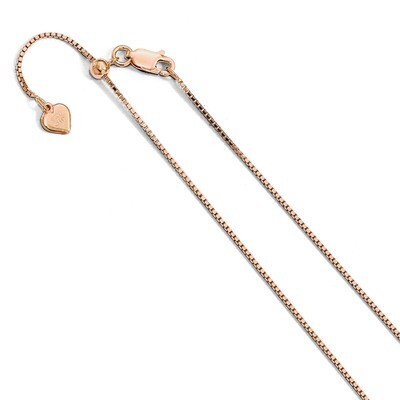 Leslie&#39;s .95 mm Rose Gold-plated Adjustable Box Chain 22 Inch Sterling Silver HB-FC40-22, MPN: FC40…