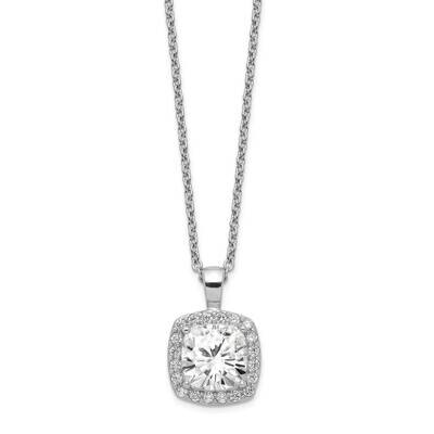 CZ Diamond Square 18 Inch Necklace Sterling Silver Rhodium Plated QCM1251-18, MPN: QCM1251-18, 1911…