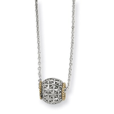 16 Inch 14k Gold &amp; 18 Spinner Barrel Pendant Necklace Sterling Silver QG3122-18, MPN: QG3122-18, 71…