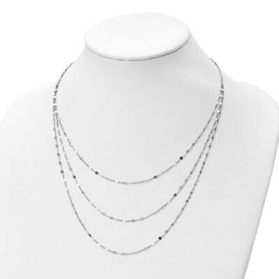 Leslie&#39;s Polished Multi-strand Necklace Sterling Silver Rhodium-plated HB-QLF1194-17.5, MPN: QLF119…