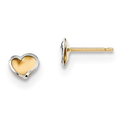 Polished and Satin Heart Post Earrings 14k Two-Tone Gold YE1733, MPN: YE1733, 191101363528