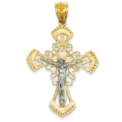 Diamond-cut Crucifix Pendant 14k Two-Tone Gold C2004, MPN: C2004, 191101095023