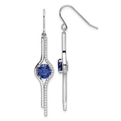 Blue and Clear CZ Diamond Dangle Earrings Sterling Silver Rhodium-Plated QE15753, MPN: QE15753, 196…