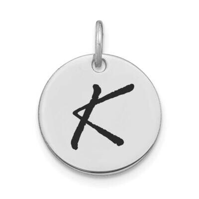 Letter K Black Epoxy Initial Disk Charm 14k White Gold Polished YC1436WK, MPN: YC1436WK, 1969040885…