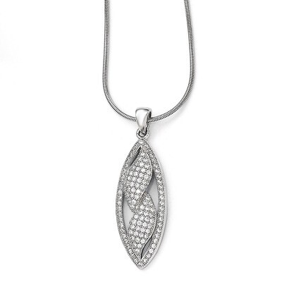 Necklace Sterling Silver &amp; Cubic Zirconia QMP1216-18, MPN: QMP1216-18,