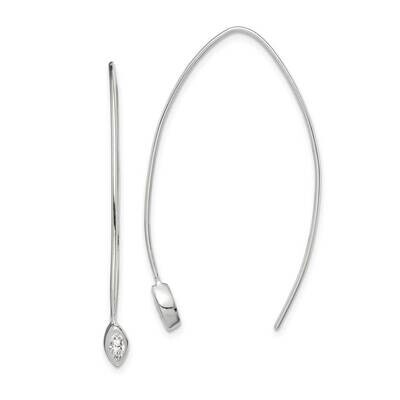 Oval Threader Earrings Sterling Silver CZ Diamond QE14641, MPN: QE14641, 886774081274
