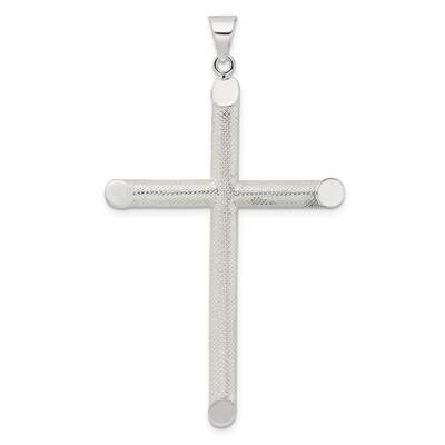 Texture Tube Cross Pendant Sterling Silver Polished QC11143, MPN: QC11143,