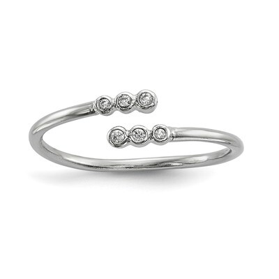 CZ Diamond Adjustable Ring Sterling Silver Rhodium-plated QR6718, MPN: QR6718, 883957962504