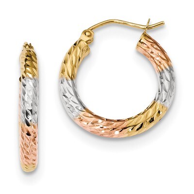 White and Rose Polished &amp; Diamond -cut Hoop Earrings 14k Gold &amp; Rhodium TF1134, MPN: TF1134, 191101…