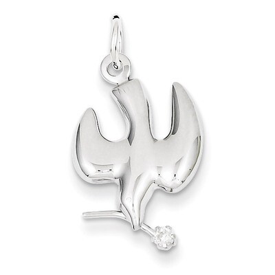 Dove with Diamond Pendant Sterling Silver Polished QC7334, MPN: QC7334, 883957140254