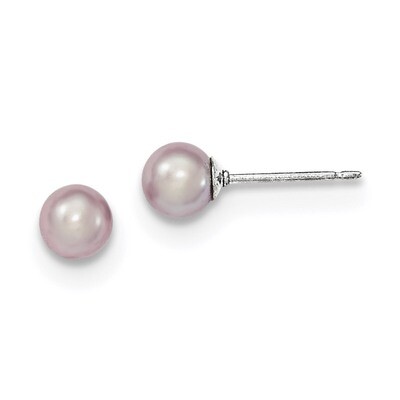 7-8mm Purple Freshwater Cultured Round Pearl Stud Earrings Sterling Silver QE12728, MPN: QE12728, 1…